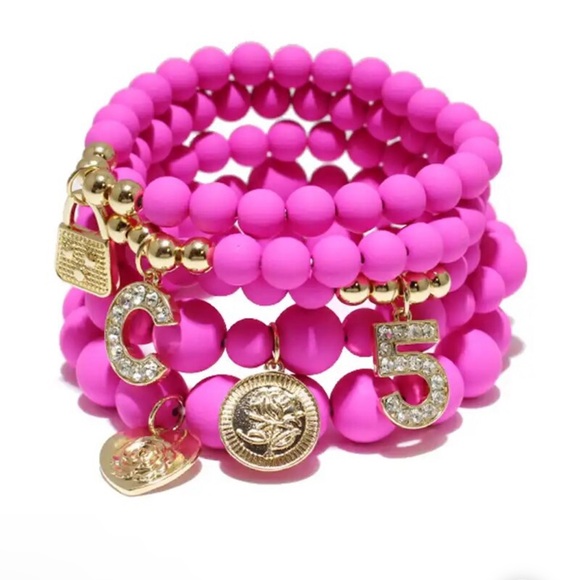 NATURAL STONE STRETCHY BEADED BRACELET - Picture 1 of 5